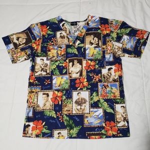  Vintage Elvis Presley Hawaiian Scrub Top